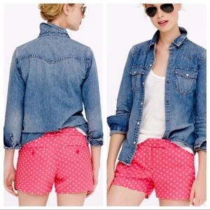 NWOT J.Crew Pink Polka Dot Linen 3" Shorts - 0